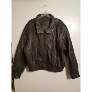 MIRAGE Leather Bomber Jacket Size 46 Men's Gray Rugged Durable Outerwear